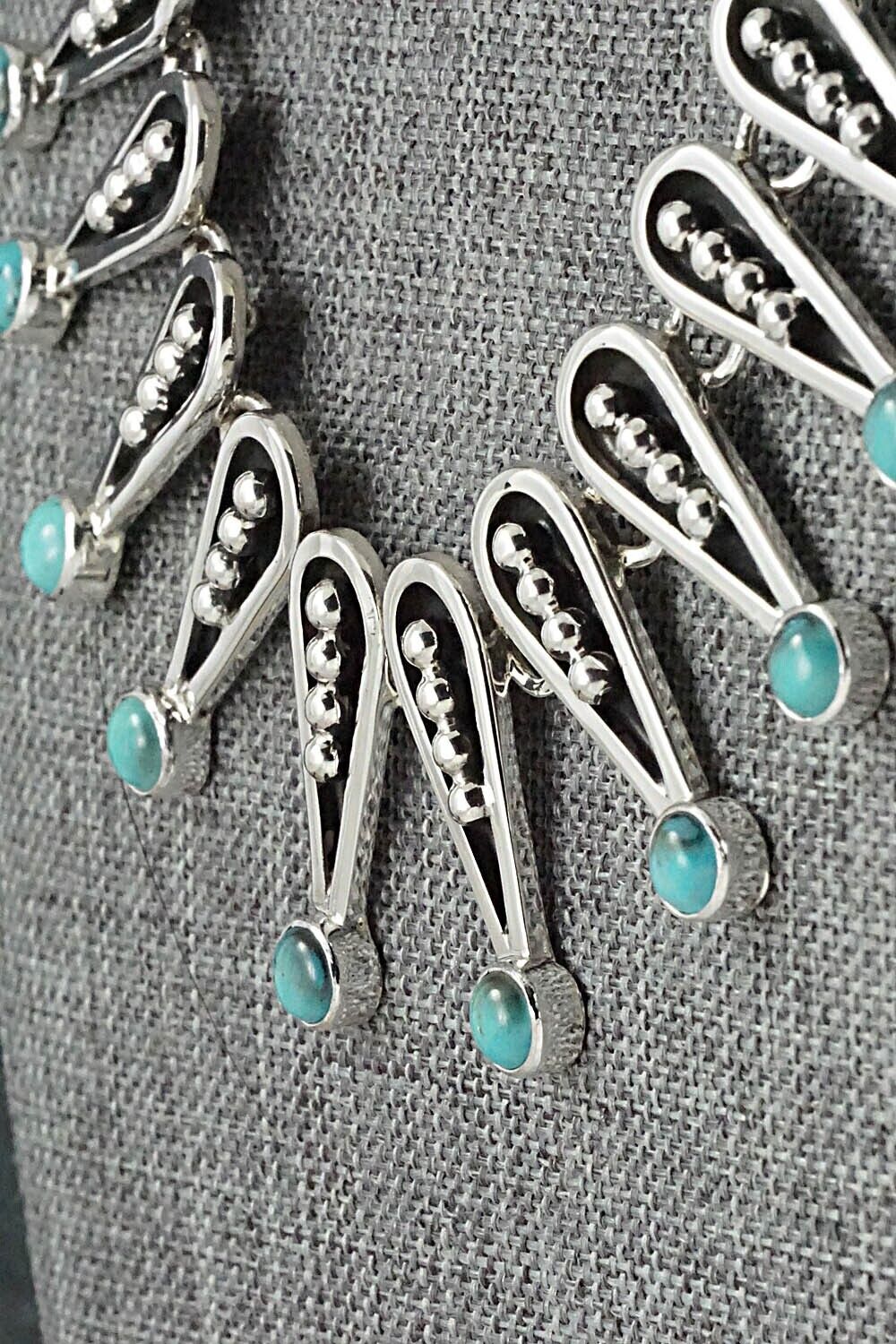 Turquoise & Sterling Silver Necklace & Earrings Set - Jonathan Nez
