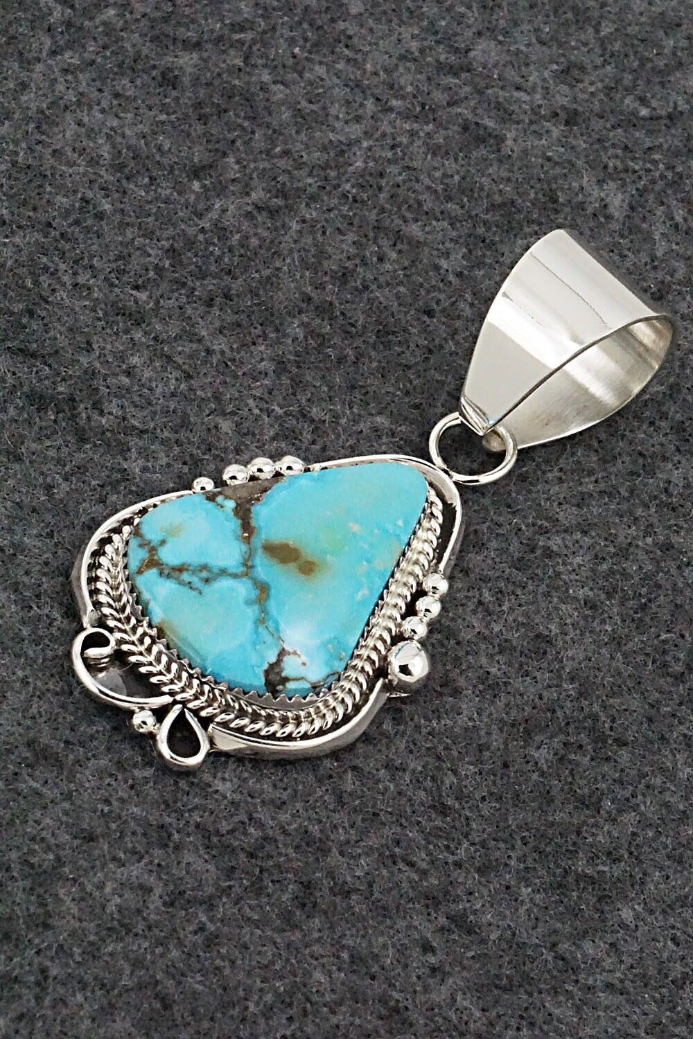 Turquoise and Sterling Silver Pendant - Leslie Nez