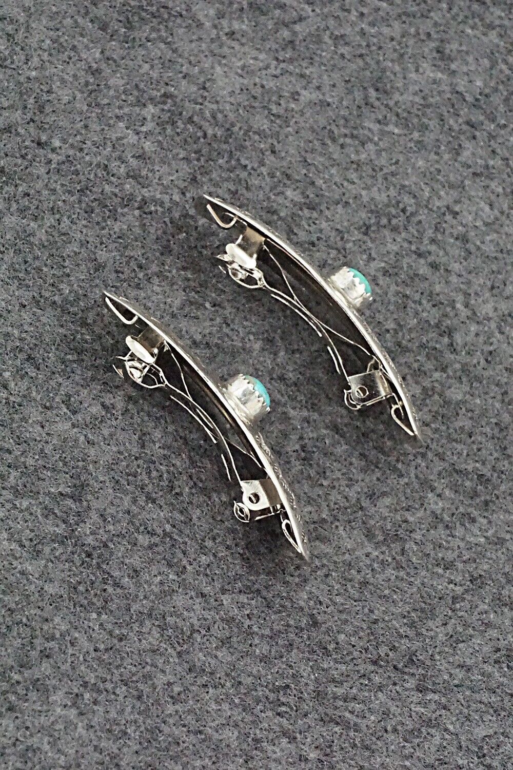 Turquoise & Sterling Silver Mini Hair Barrettes - Betty Laughing