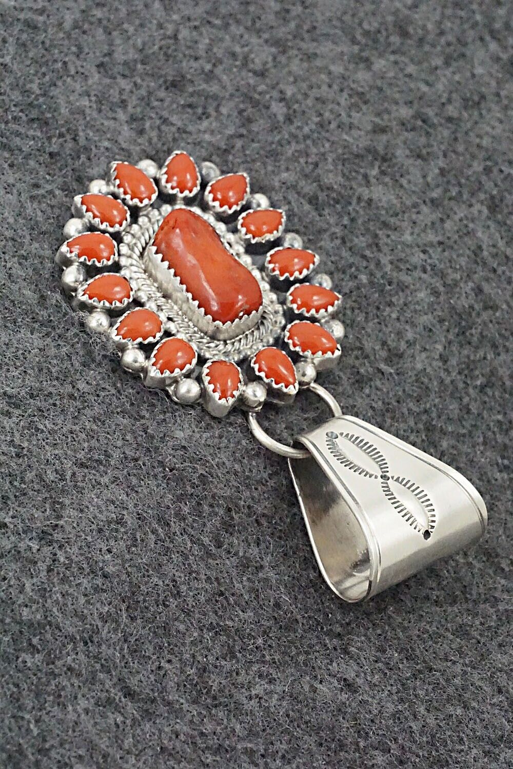 Coral & Sterling Silver Pendant - Tom Lewis