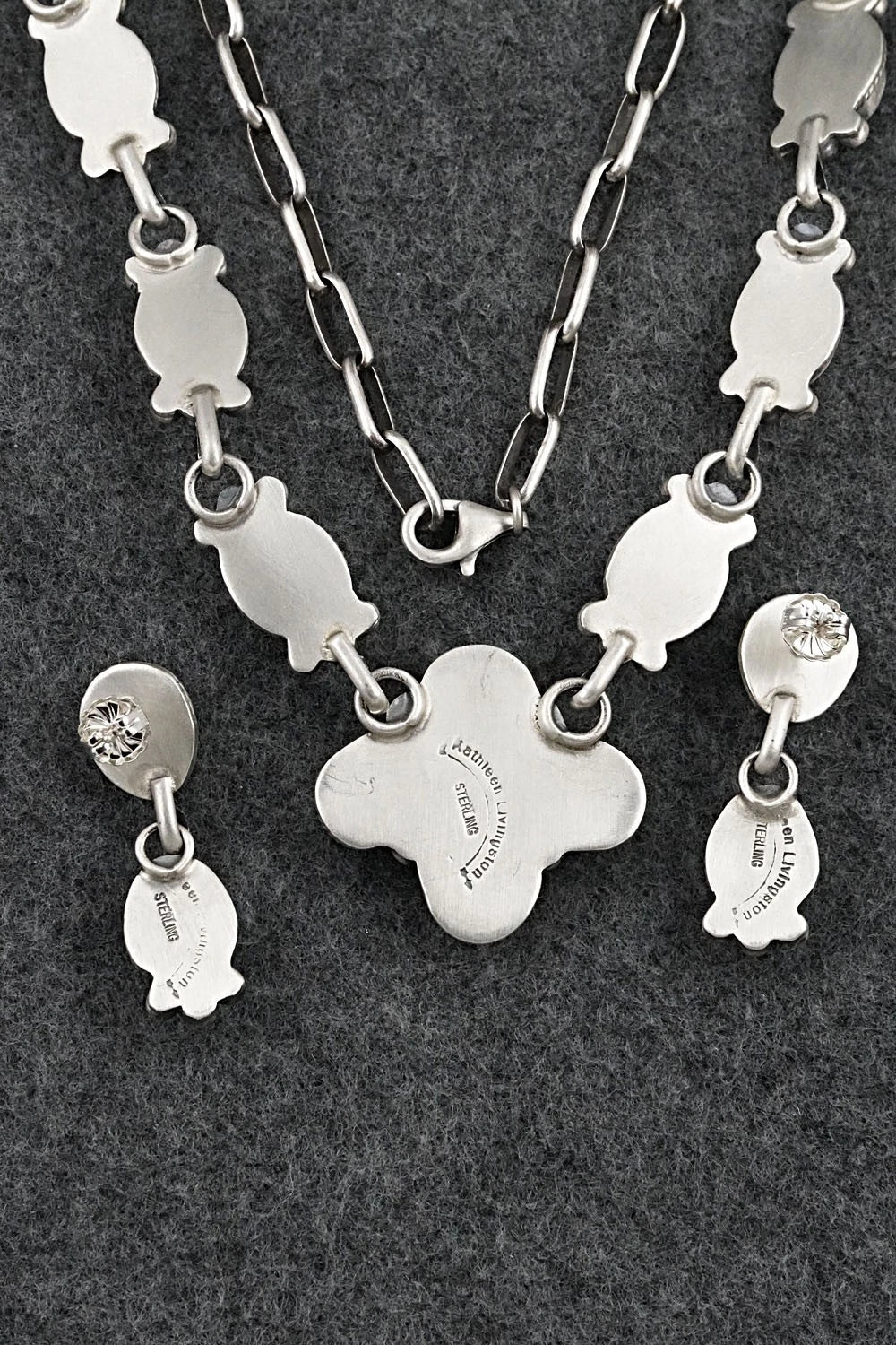 Turquoise & Sterling Silver Necklace and Earrings Set - Kathleen Livingston