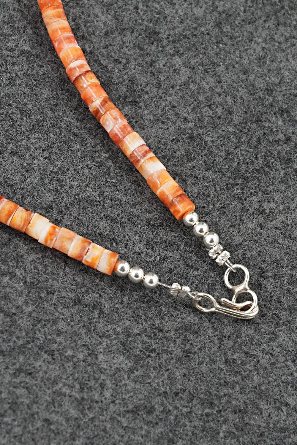 Spiny Oyster & Sterling Silver Necklace 18" - Doreen Jake