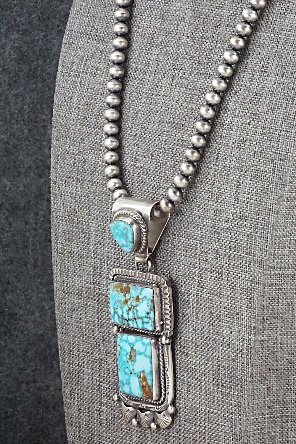 Turquoise & Sterling Silver Necklace - Raymond Delgarito