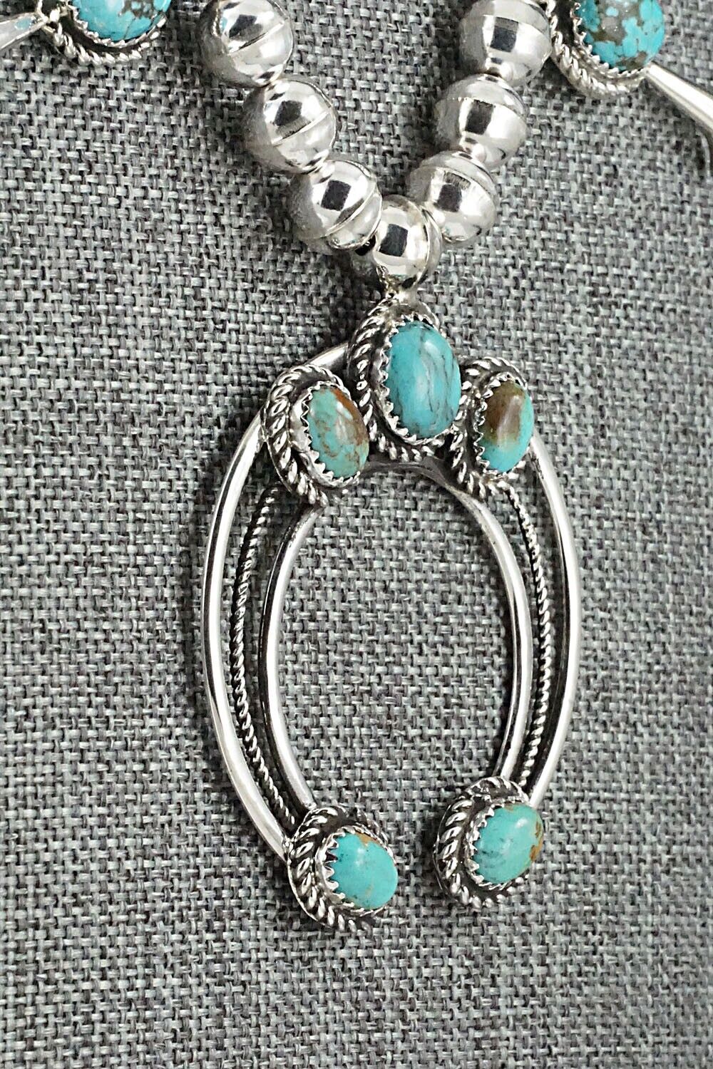 Turquoise & Sterling Silver Squash Blossom Necklace - Phil Garcia