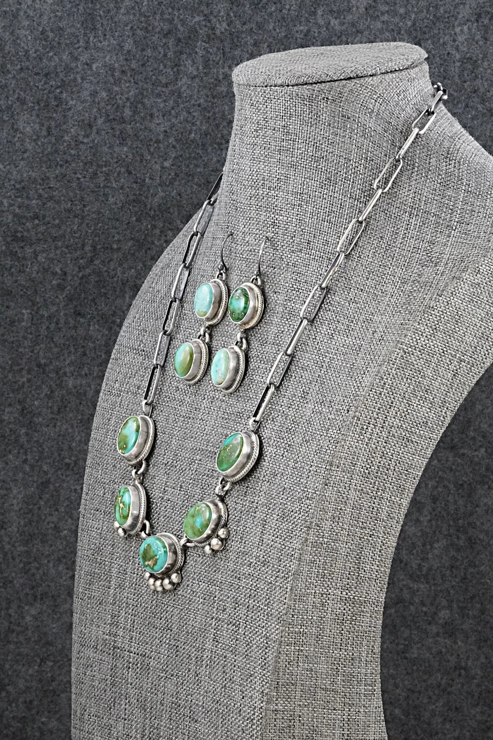 Turquoise & Sterling Silver Necklace and Earrings Set - Kathleen Livingston