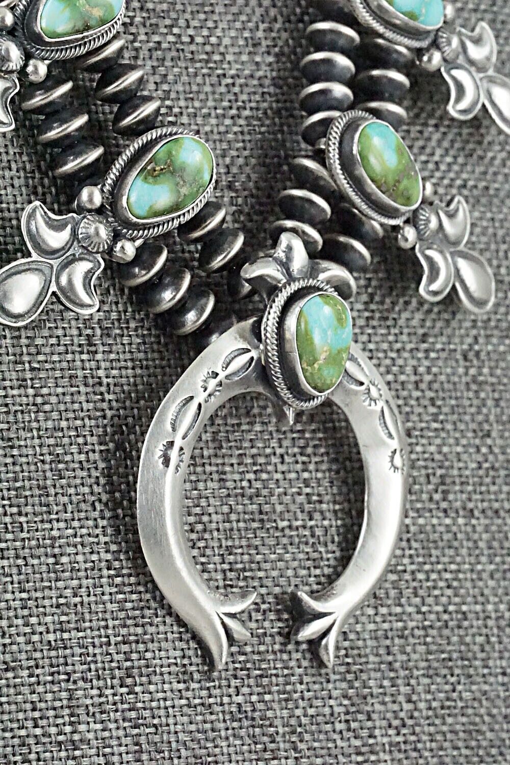 Turquoise & Sterling Silver Squash Blossom Set - Paige Gordon