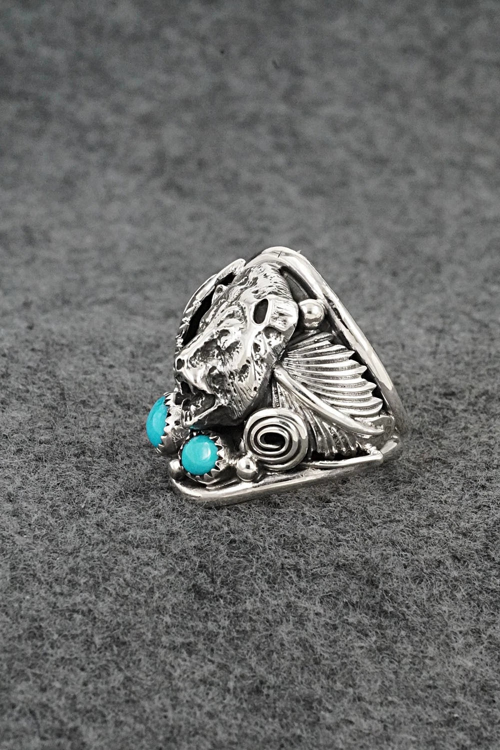 Turquoise & Sterling Silver Ring - Darrell Morgan - Size 10.75