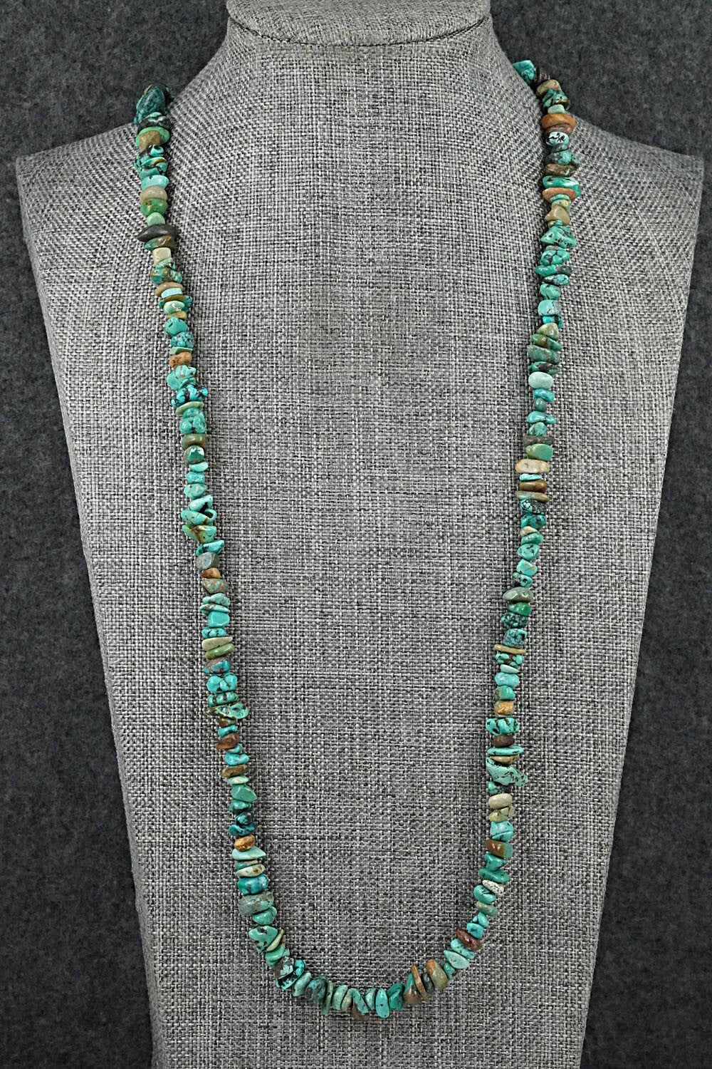 Turquoise & Sterling Silver Necklace 38" - Doreen Jake