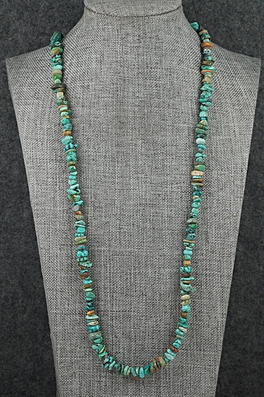 Turquoise & Sterling Silver Necklace 38" - Doreen Jake
