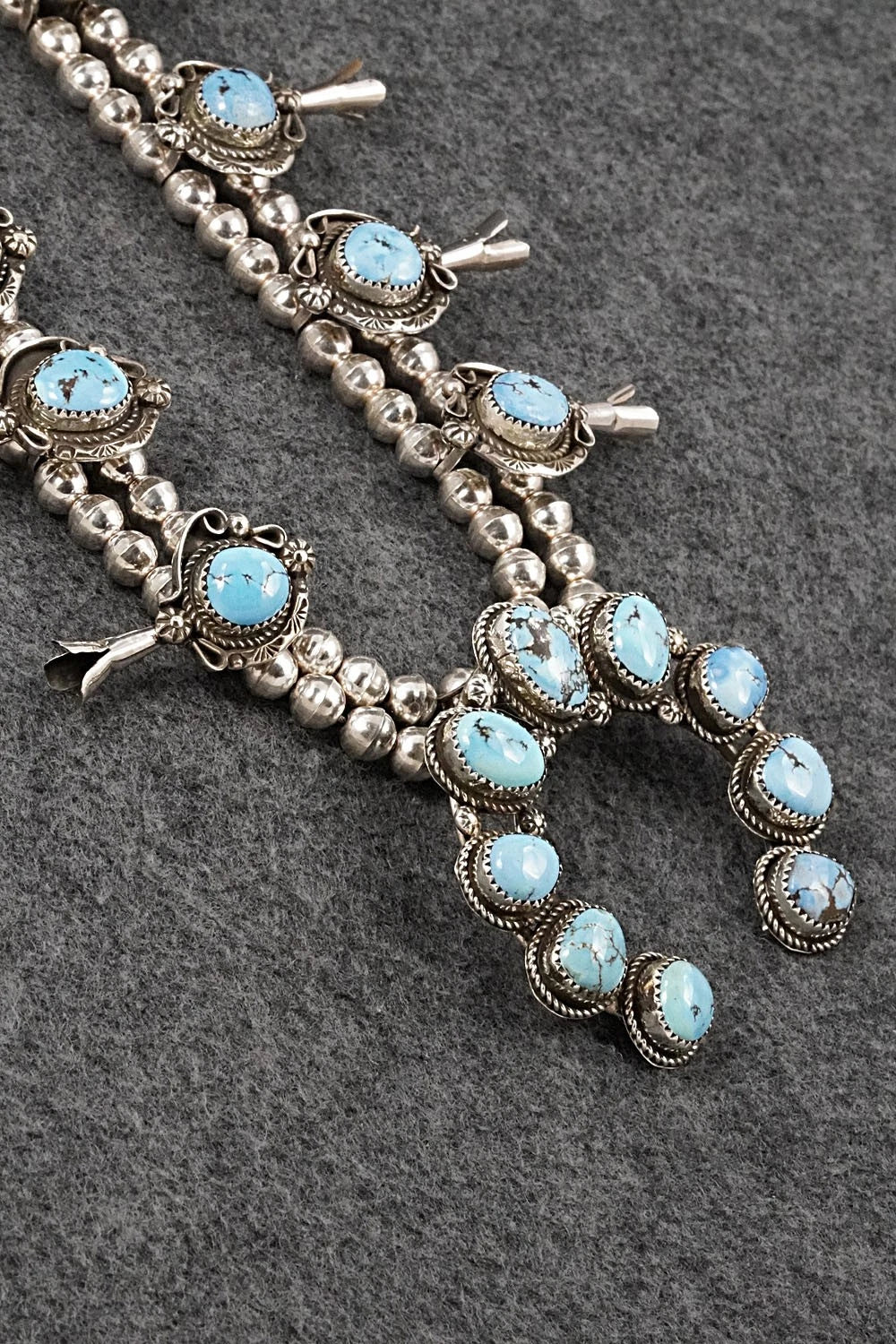 Turquoise & Sterling Silver Squash Blossom Set - Phil Nez