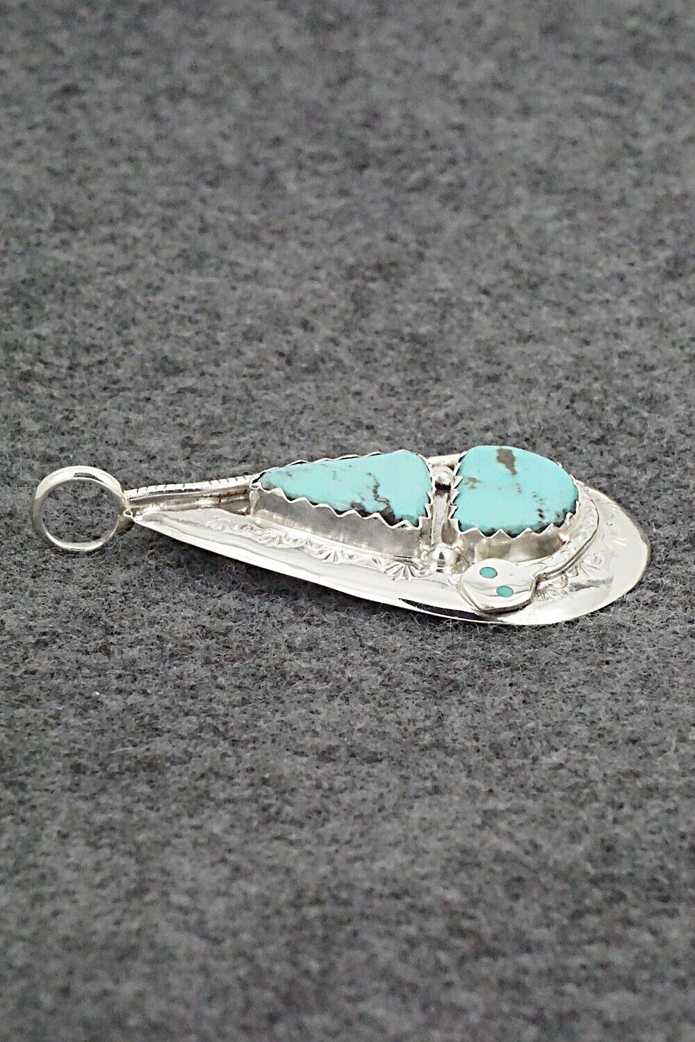 Turquoise and Sterling Silver Pendant - Joy Calavaza