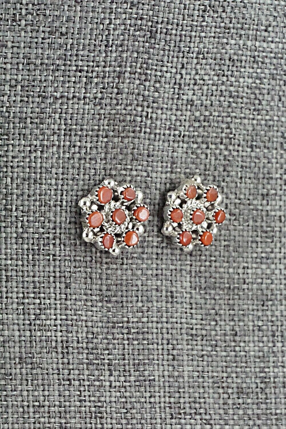 Coral & Sterling Silver Earrings - Olivia Qualo