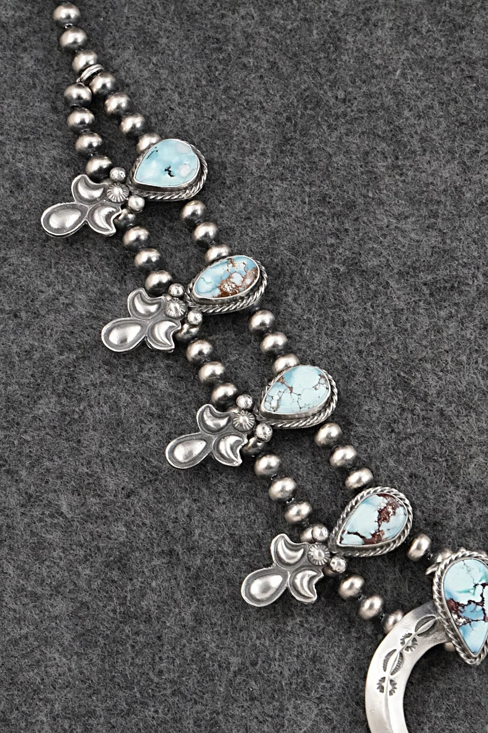 Turquoise & Sterling Silver Squash Blossom Set - Matthew Gordon