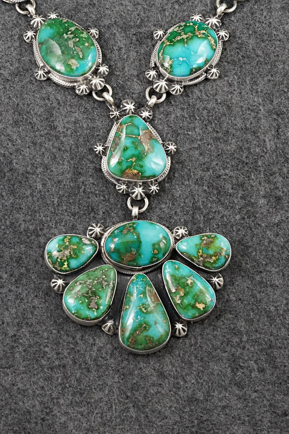 Turquoise & Sterling Silver Necklace and Earrings Set - Bobby Johnson