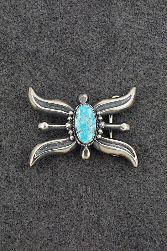 Turquoise & Sterling Silver Belt Buckle - Harrison Bitsue