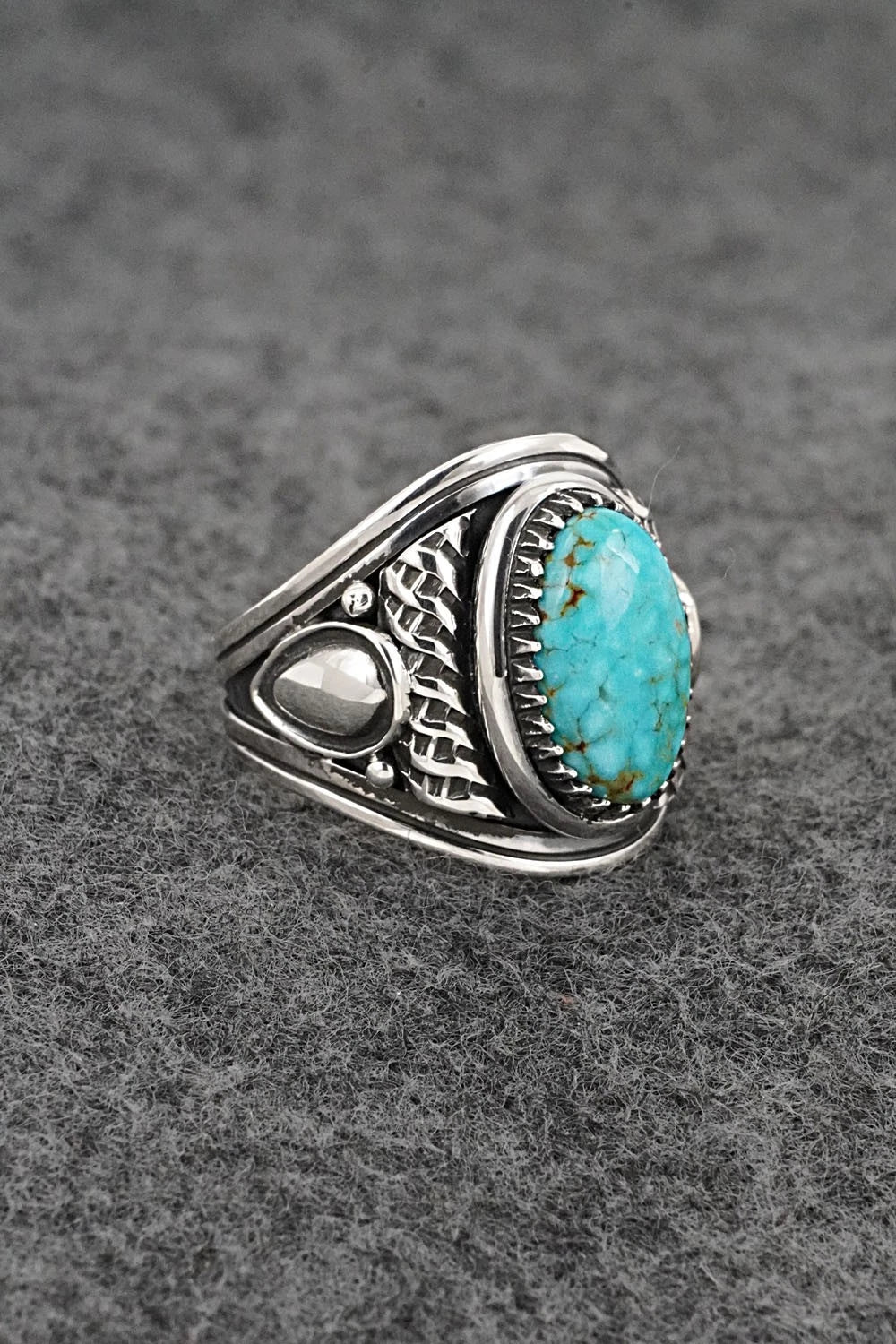 Turquoise & Sterling Silver Ring - Derrick Gordon - Size 8