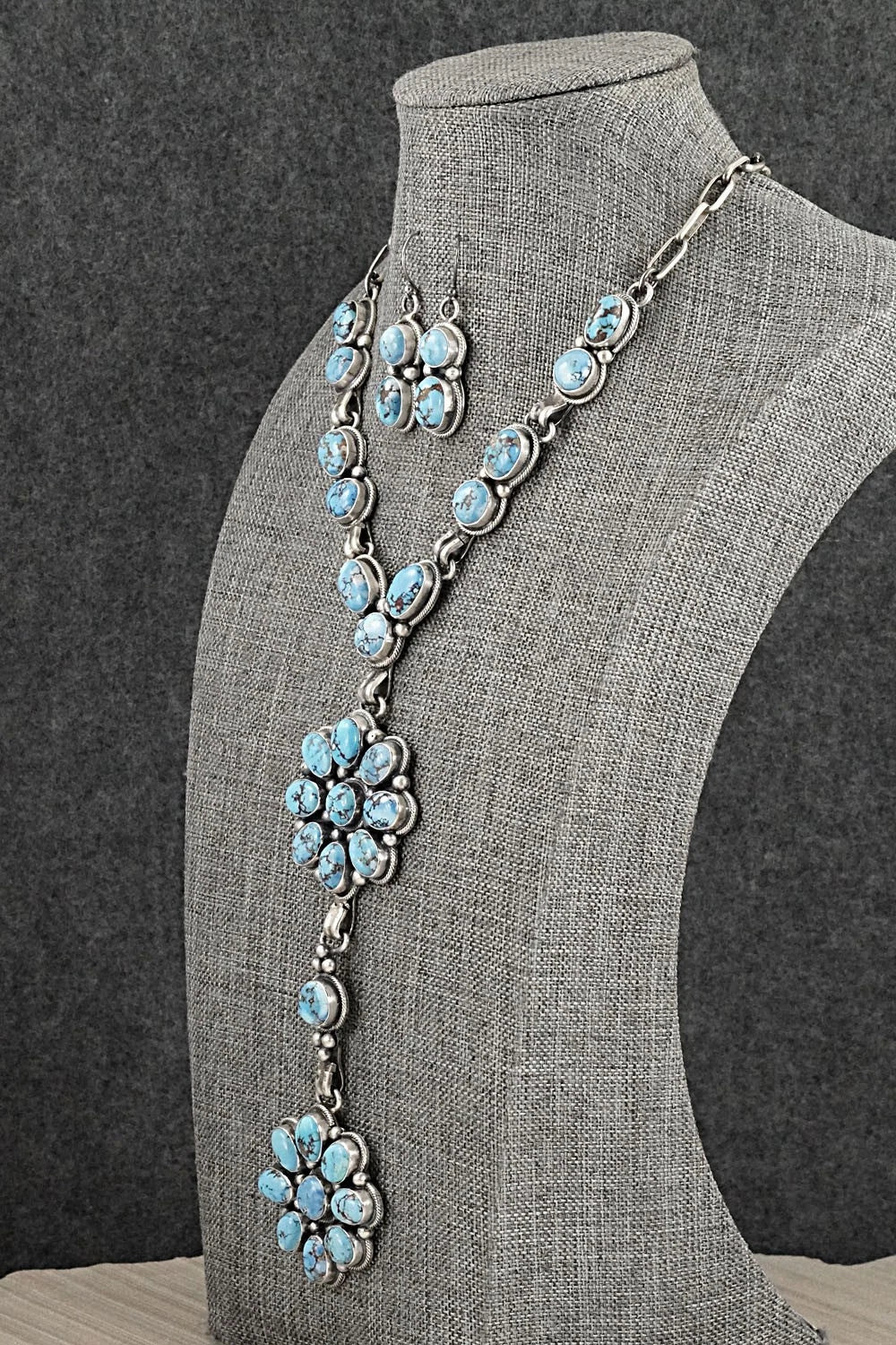 Turquoise & Sterling Silver Necklace and Earrings Set - Paul Livingston