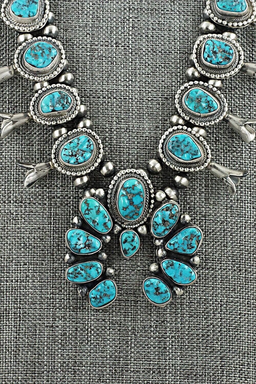 Turquoise & Sterling Silver Squash Blossom Set - Bobby Johnson
