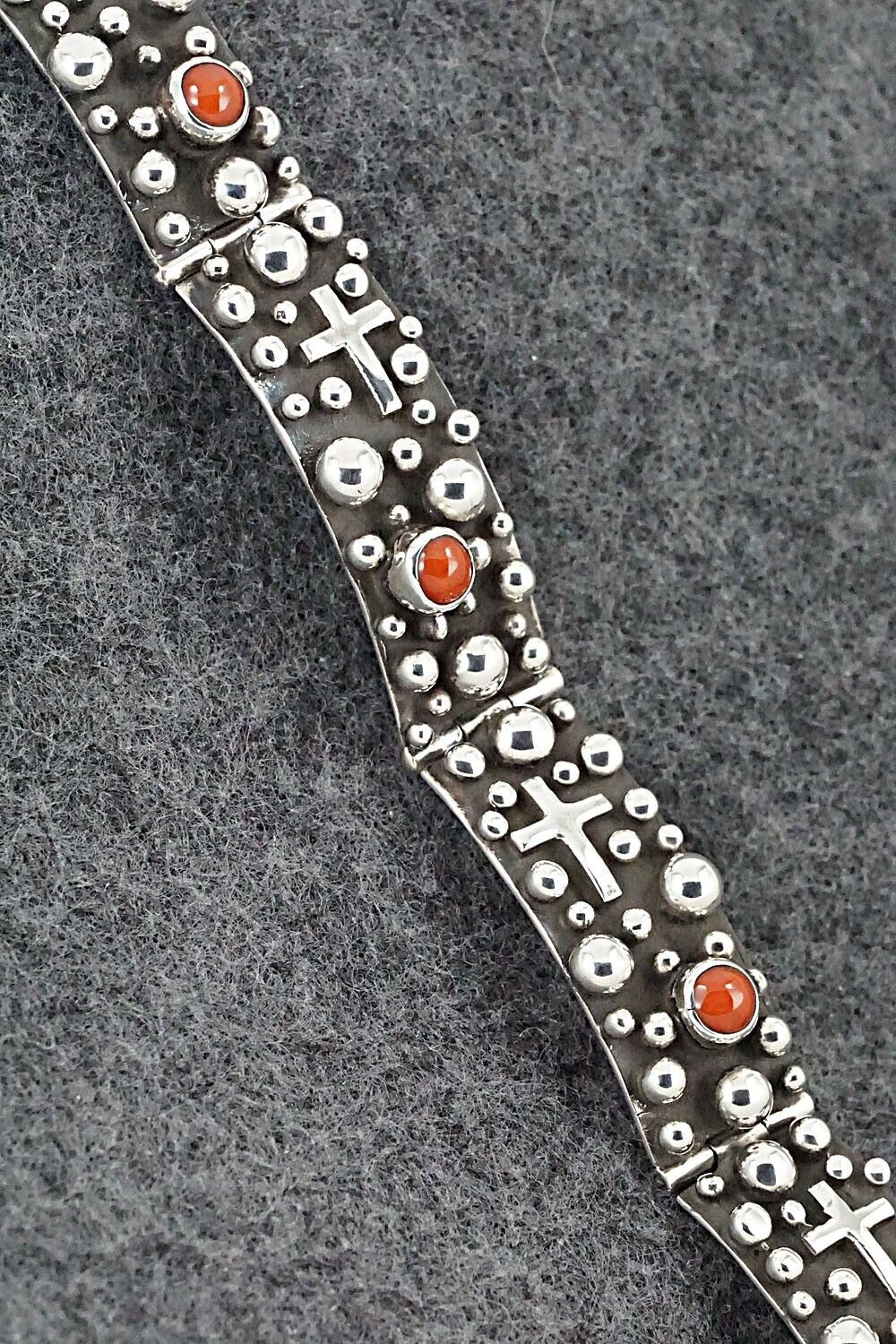 Coral & Sterling Silver Bracelet - Akee Douglas