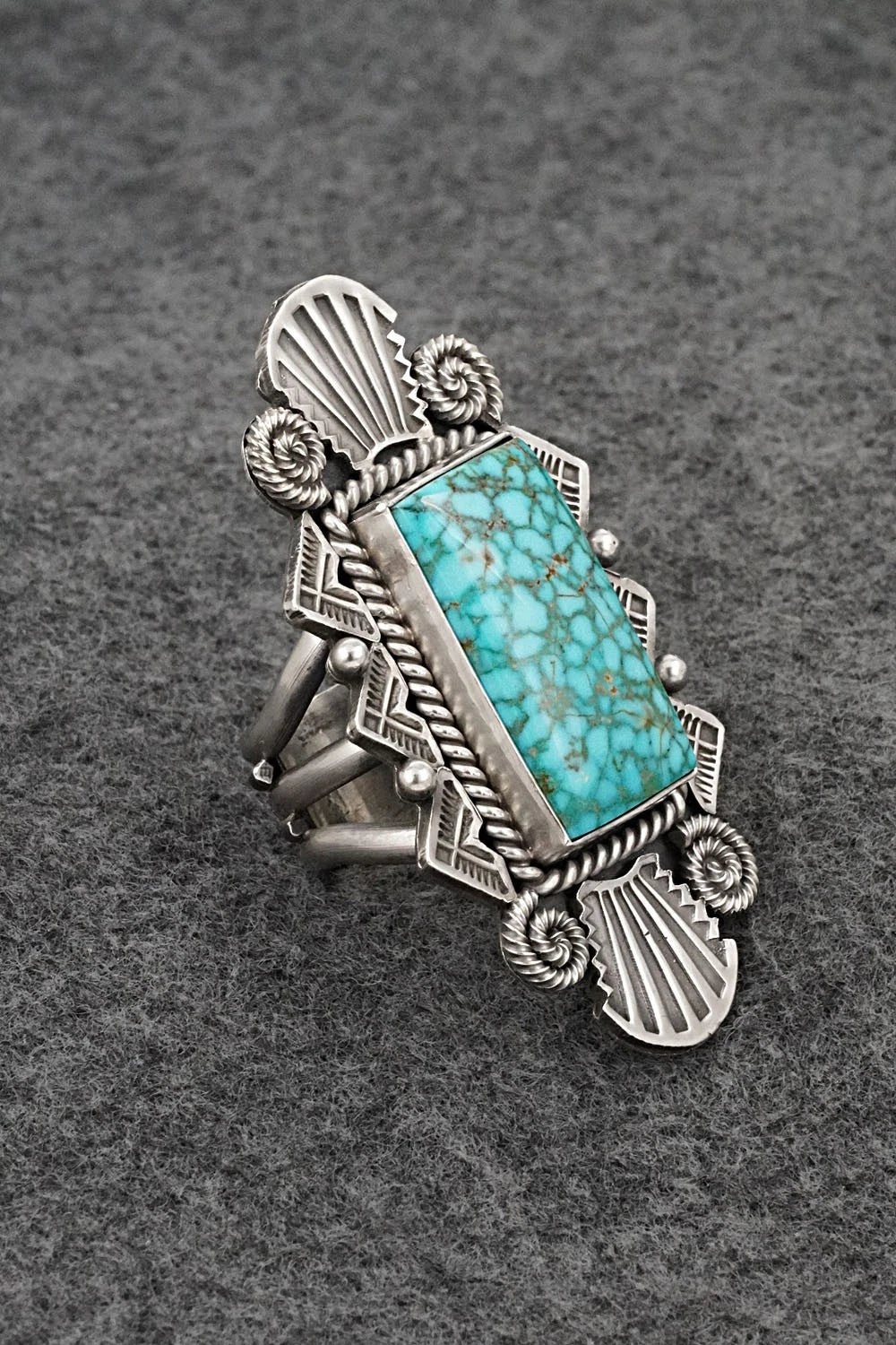 Turquoise & Sterling Silver Ring - Michael Calladitto - Size 8.5