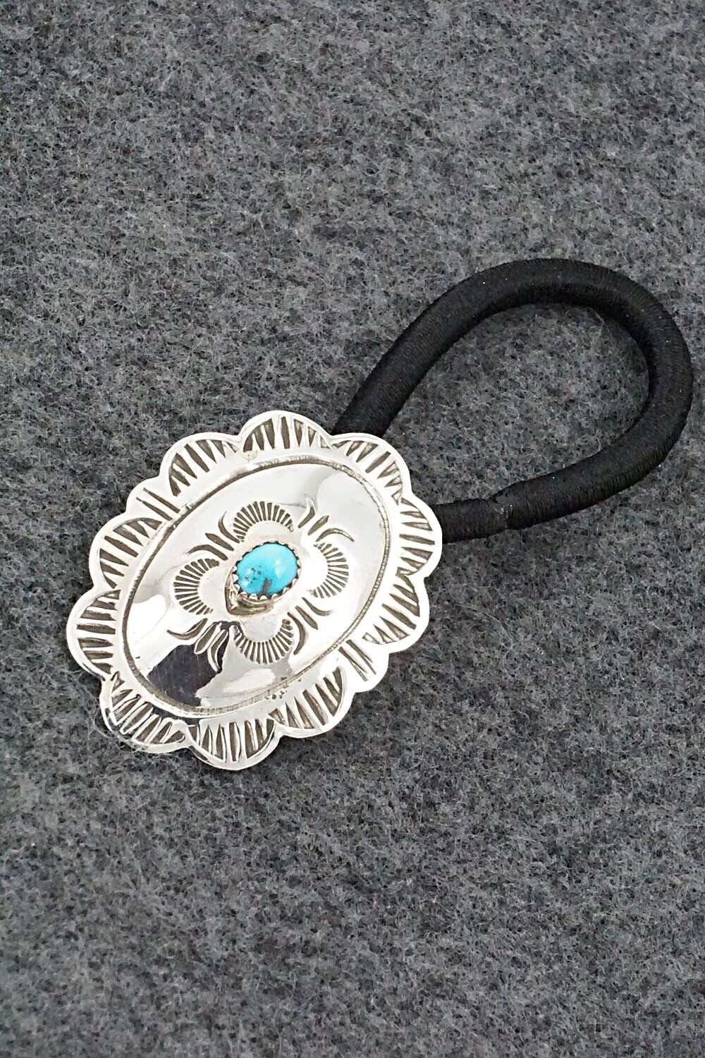 Turquoise & Sterling Silver Hair Tie - Bertha Begay