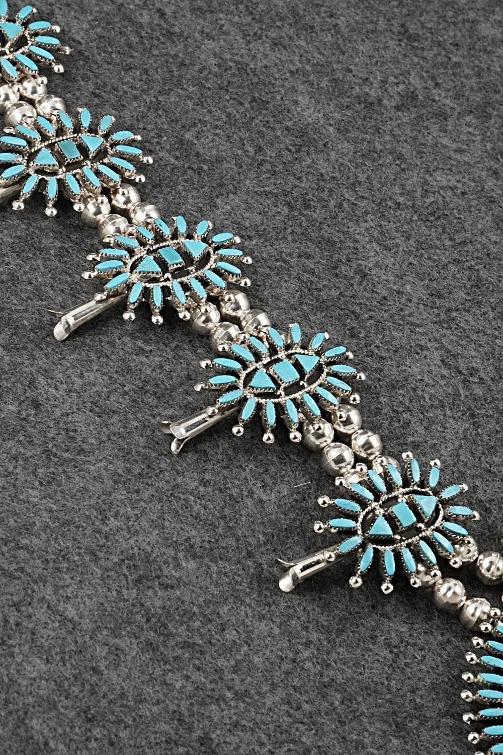 Turquoise & Sterling Silver Squash Blossom Set - Evonne Hustito