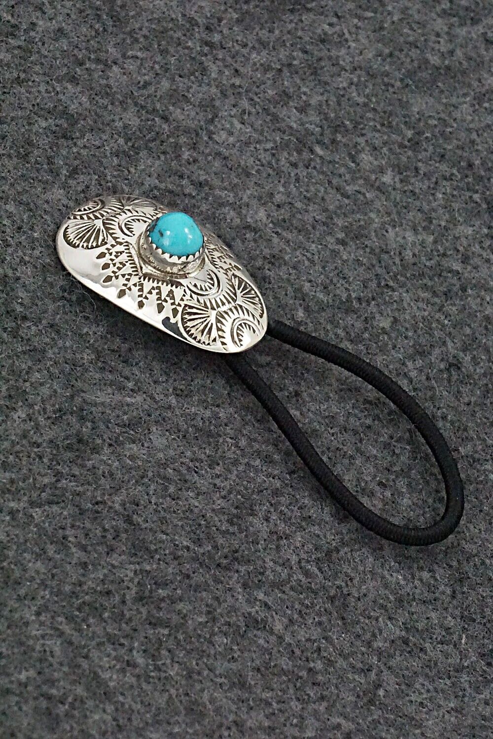 Turquoise & Sterling Silver Hair Tie - Shirley Skeets