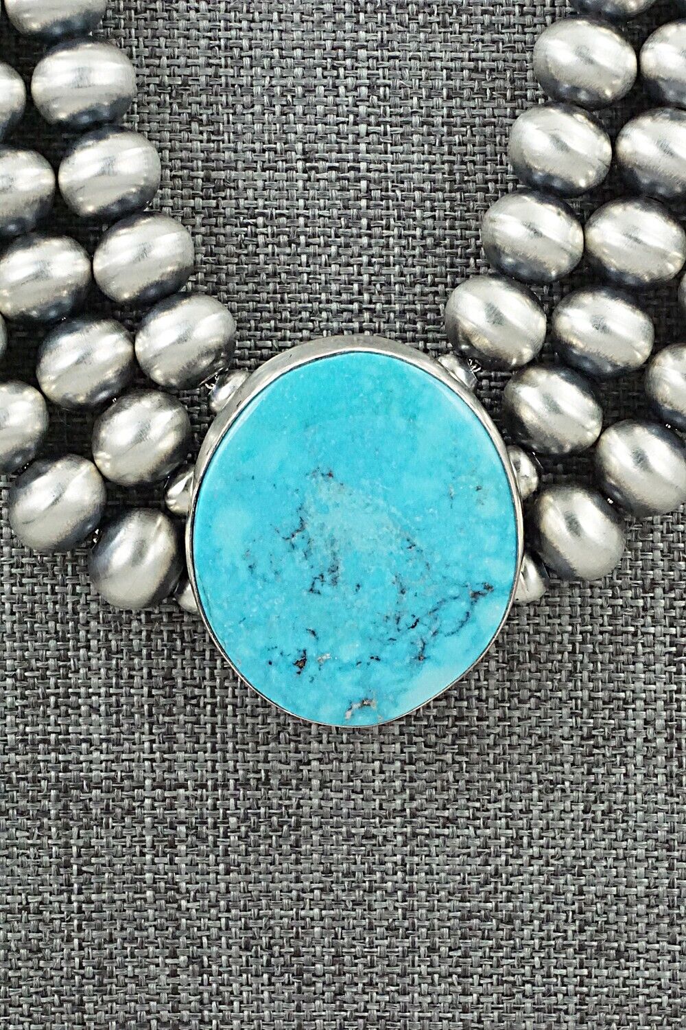 Turquoise & Navajo Pearl Sterling Silver Necklace - Alice Johnson