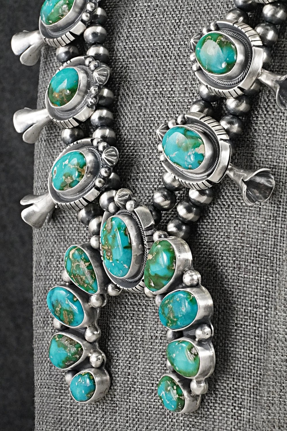 Turquoise & Sterling Silver Squash Blossom Set - Bob Becenti