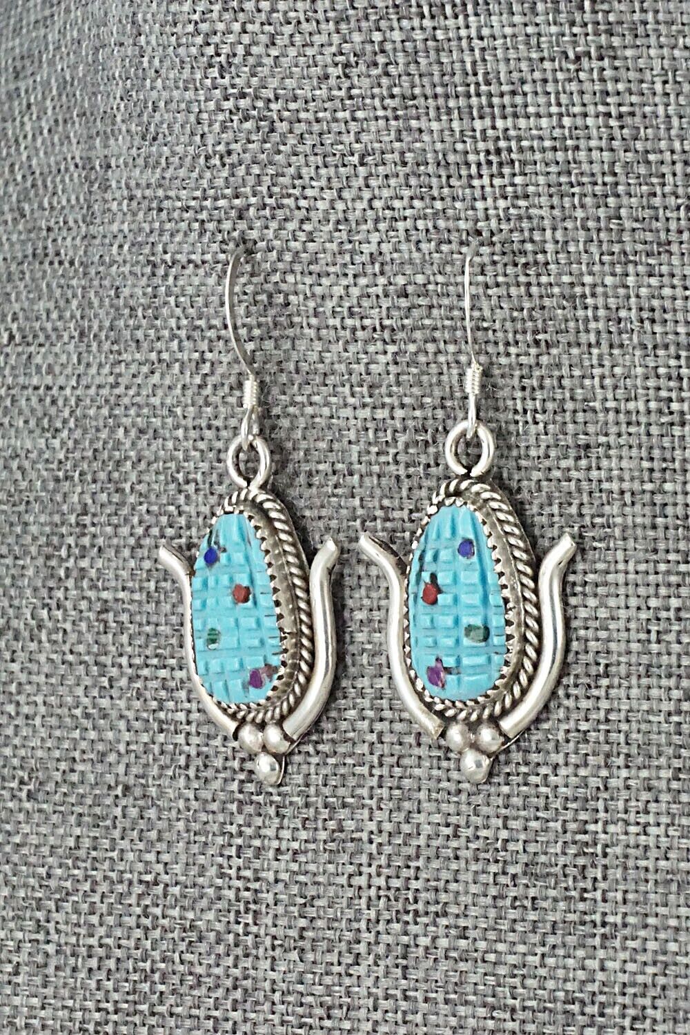 Turquoise & Sterling Silver Earrings - Tracy Bowekaty