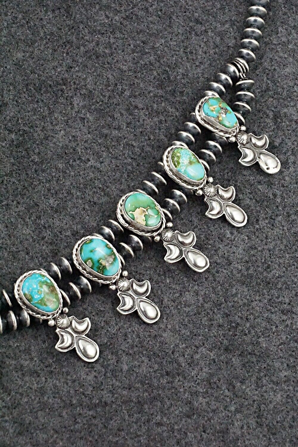 Turquoise & Sterling Silver Squash Blossom Set - Adrienne Gordon