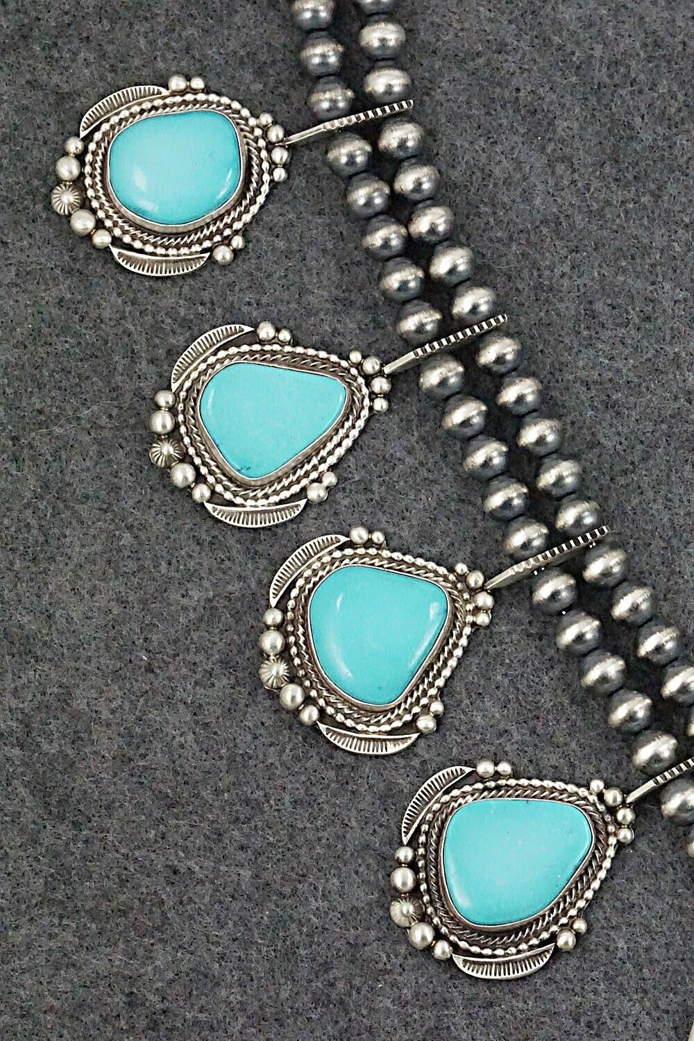 Turquoise & Sterling Silver Squash Blossom Set - Tom Lewis