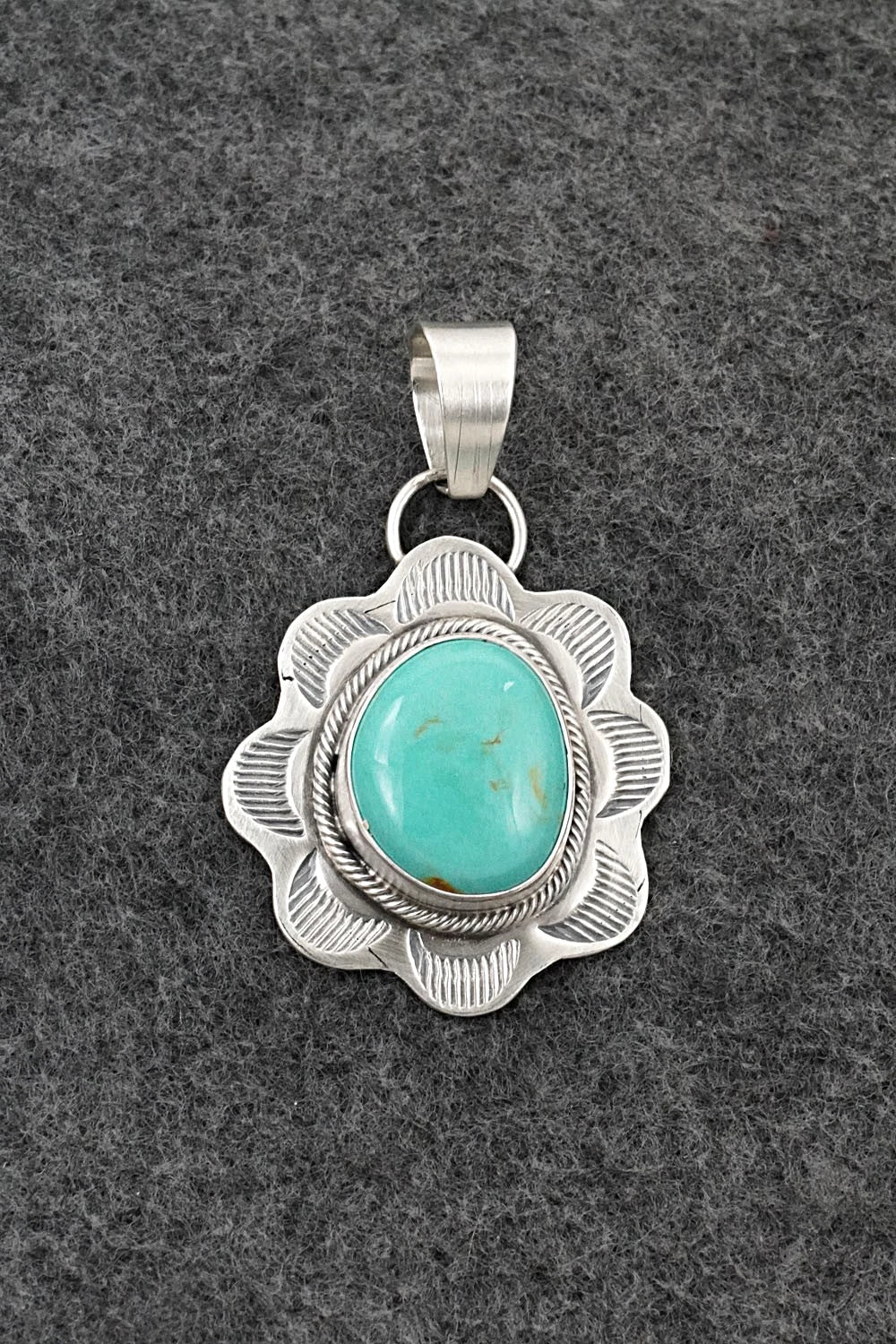 Turquoise & Sterling Silver Pendant - Cordell Platero