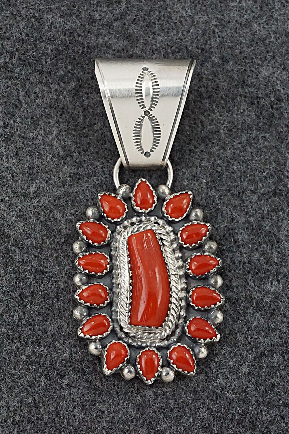 Coral & Sterling Silver Pendant - Tom Lewis
