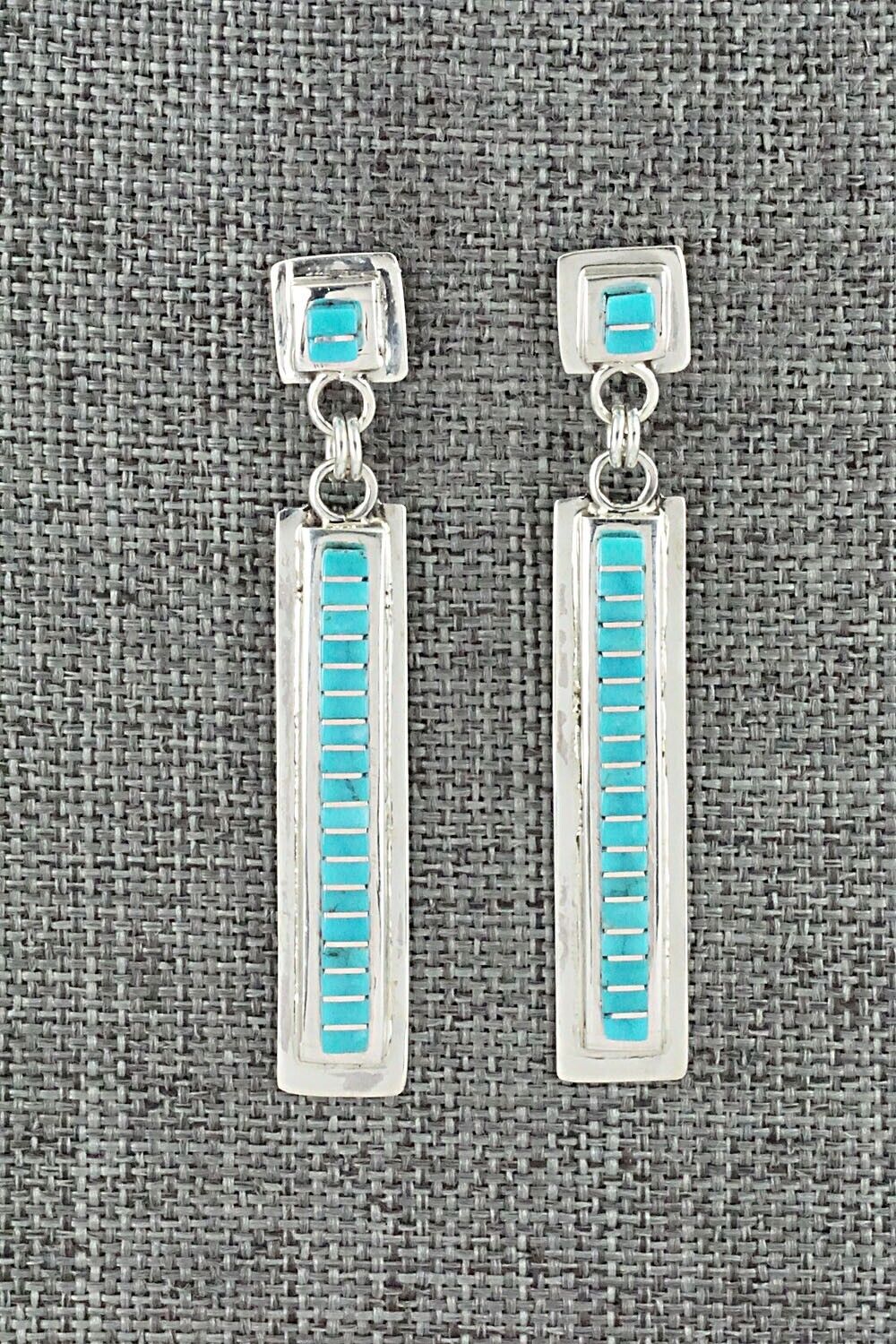 Turquoise & Sterling Silver Inlay Earrings - Janelle Shebola