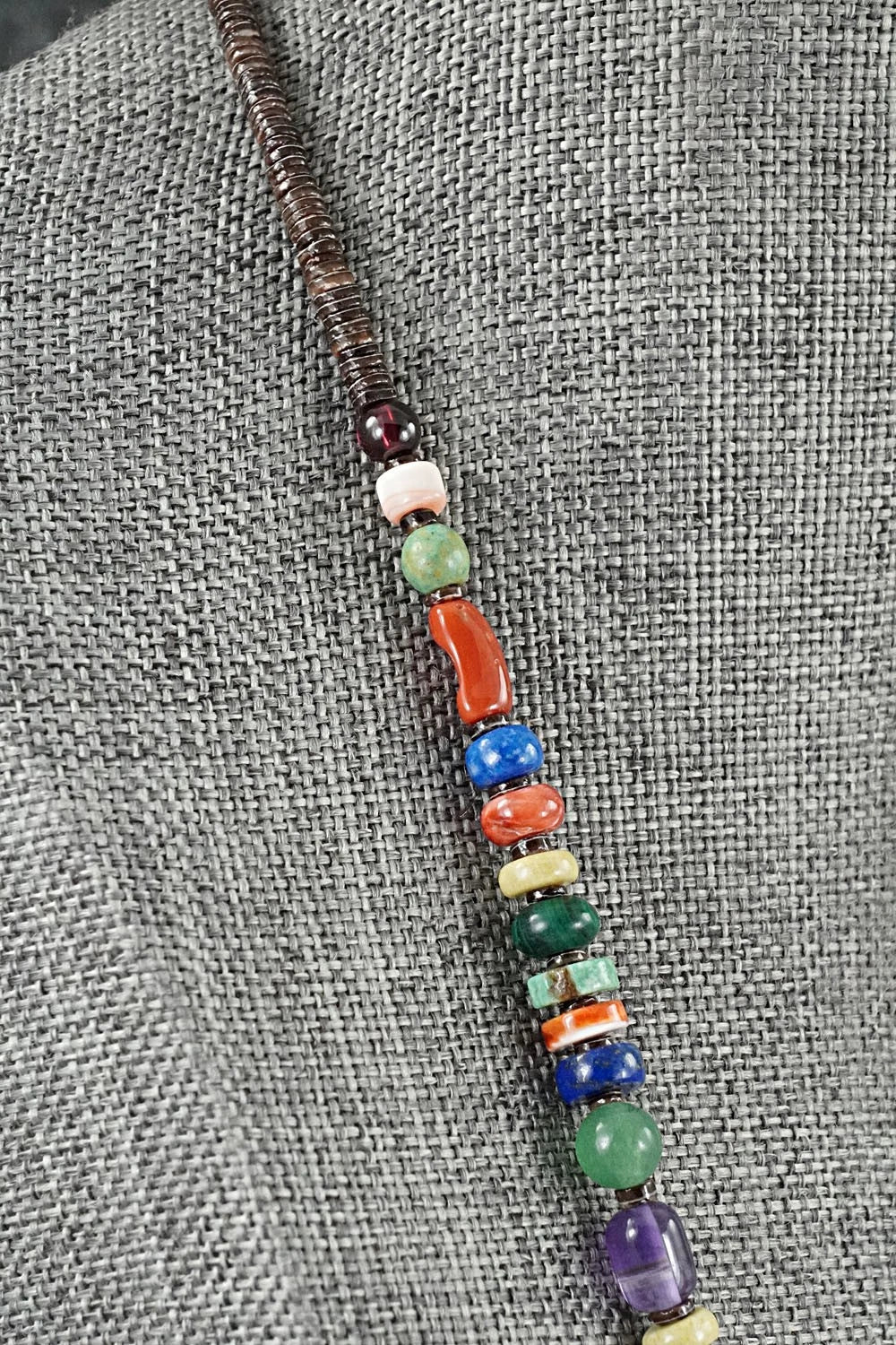 Multi-Stone & Sterling Silver Necklace 18"- Helen Tsosie