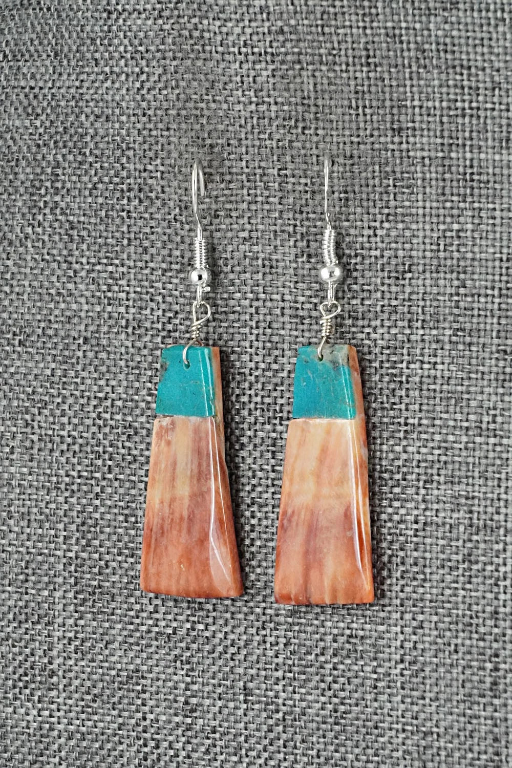 Spiny Oyster, Turquoise & Sterling Silver Earrings - Louise Pete