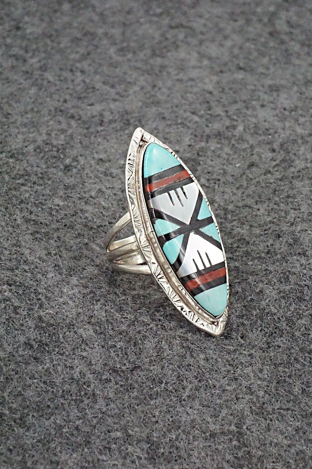 Multi-Stone & Sterling Silver Ring - Gladys Lamy - Size 7