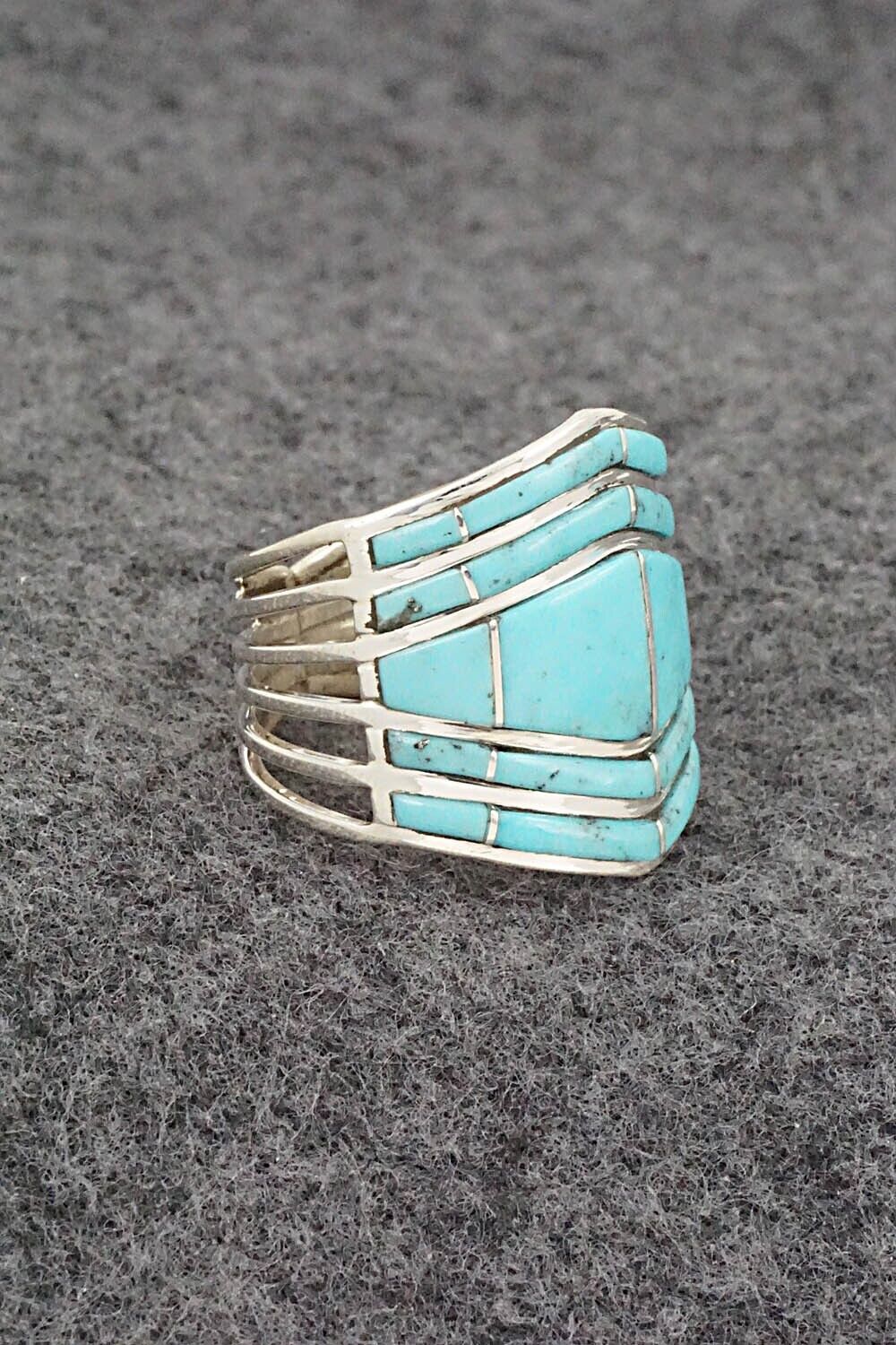 Turquoise & Sterling Silver Ring - Andrew Enrico - Size 8.5