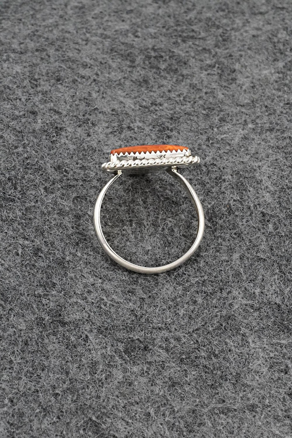 Spiny Oyster & Sterling Silver Ring - Darius Arviso - Size 8.5