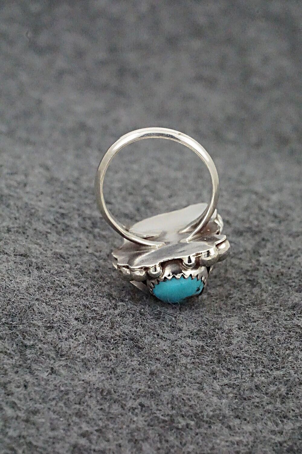 Turquoise, Coral & Sterling Silver Ring - Max Calladitto - Size 5