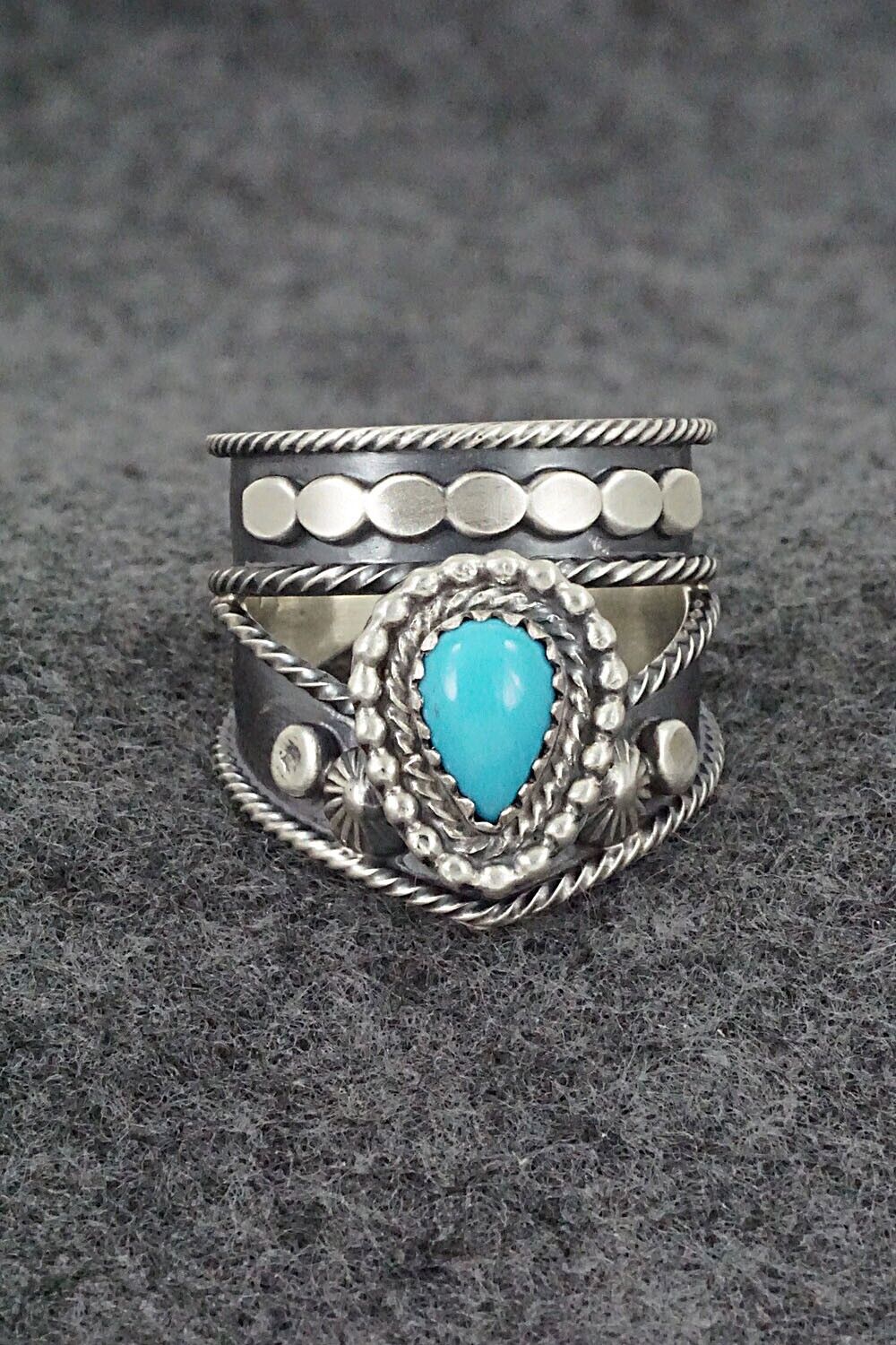Turquoise & Sterling Silver Ring - Tom Lewis - Size 9.75