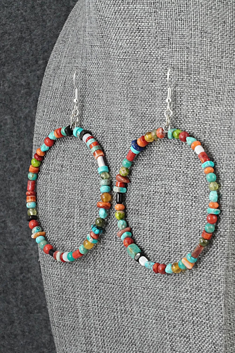 Multi-Stone & Sterling Silver Earrings - Helen Tsosie
