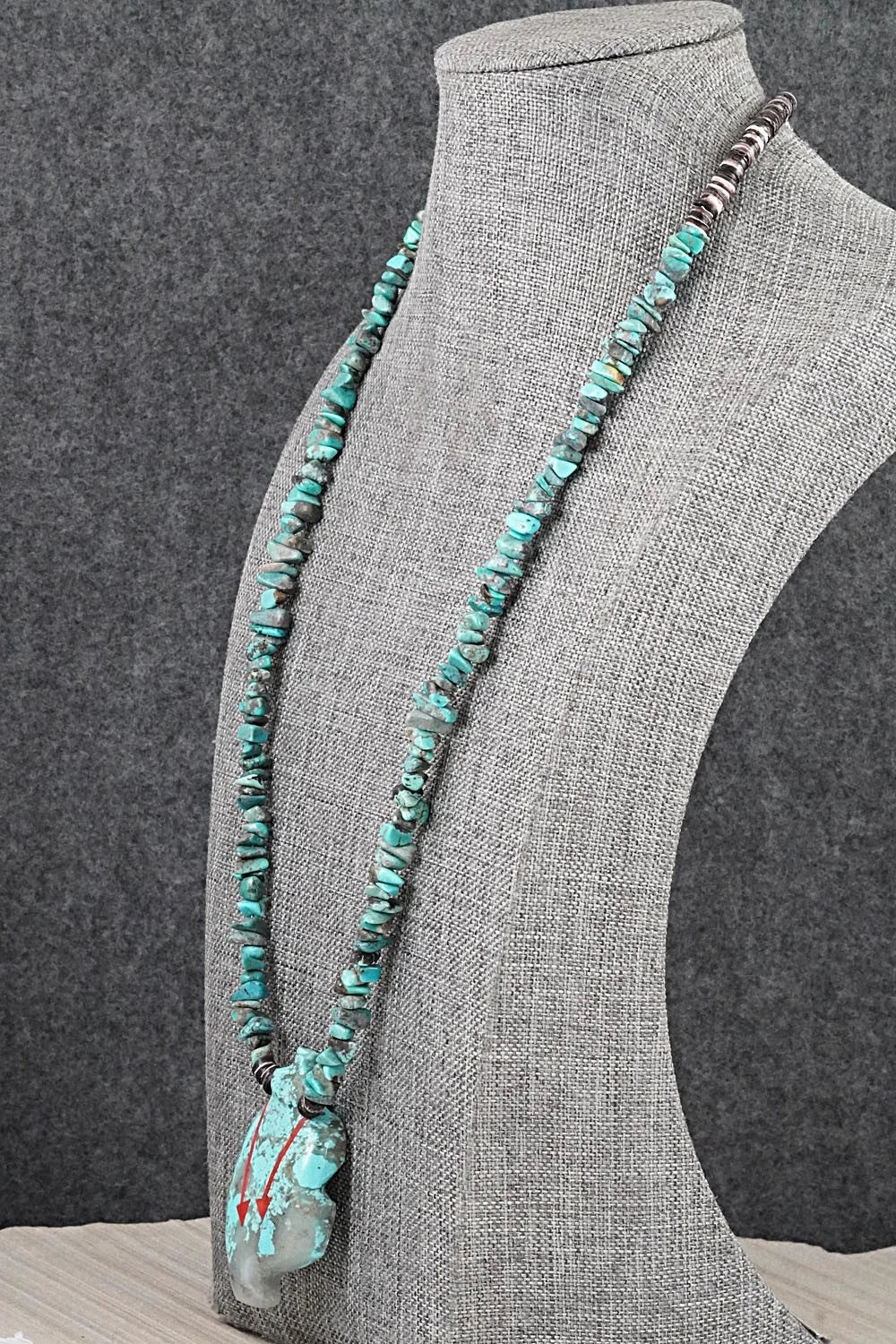 Turquoise Zuni Fetish Carving & Sterling Silver Necklace - Bernard Laiwakete
