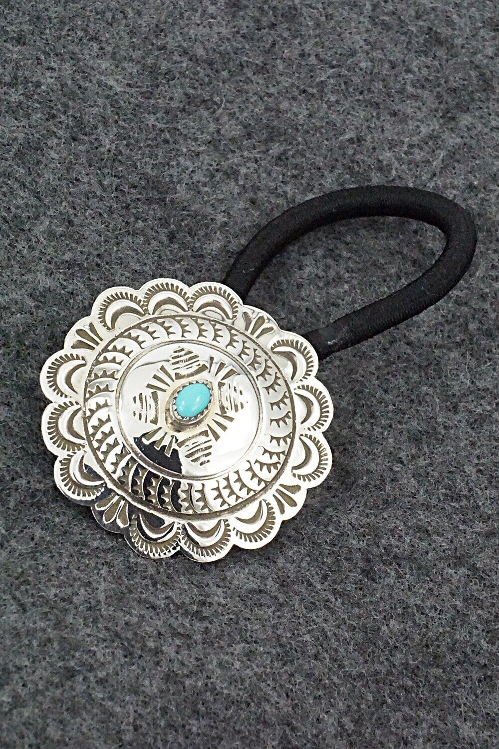 Turquoise & Sterling Silver Hair Tie - Bertha Begay