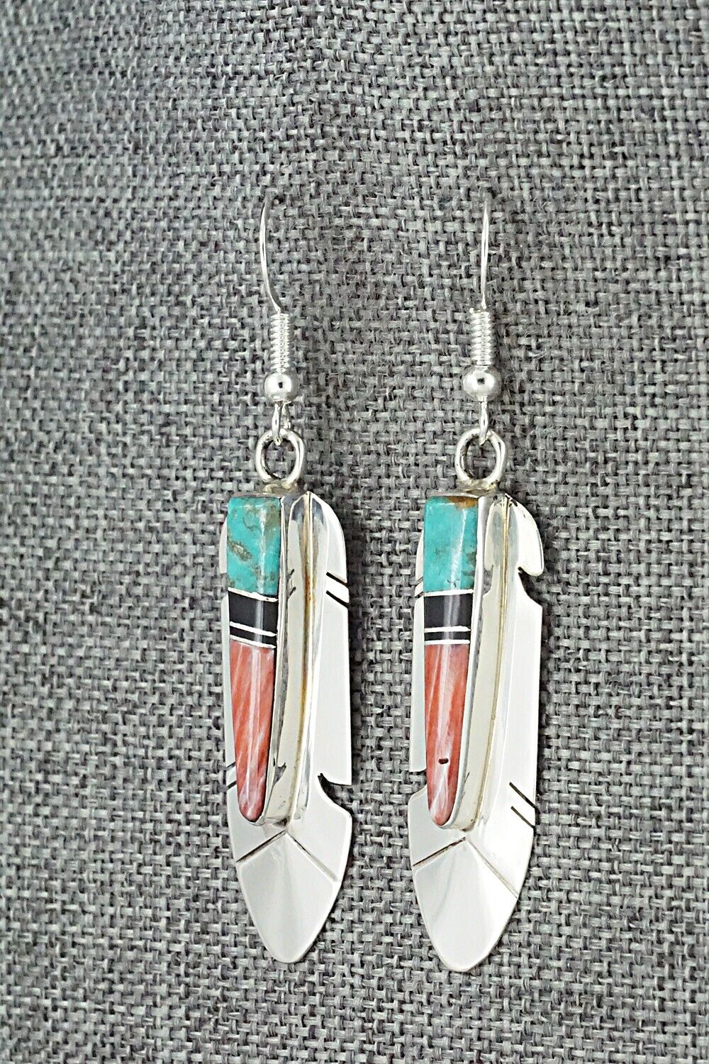 Multi-Stone & Sterling Silver Inlay Earrings - Marilyn Yazzie