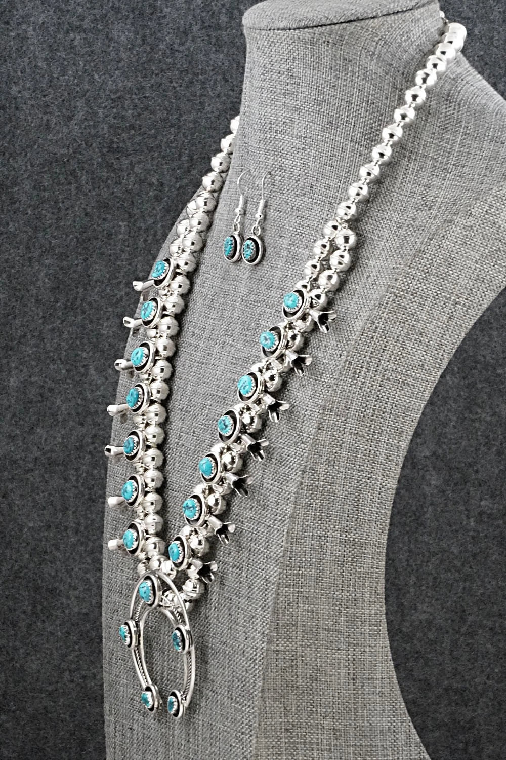 Turquoise & Sterling Silver Squash Blossom Set - Phil Garcia