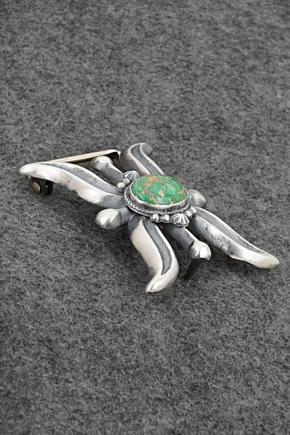 Turquoise & Sterling Silver Belt Buckle - Harrison Bitsue