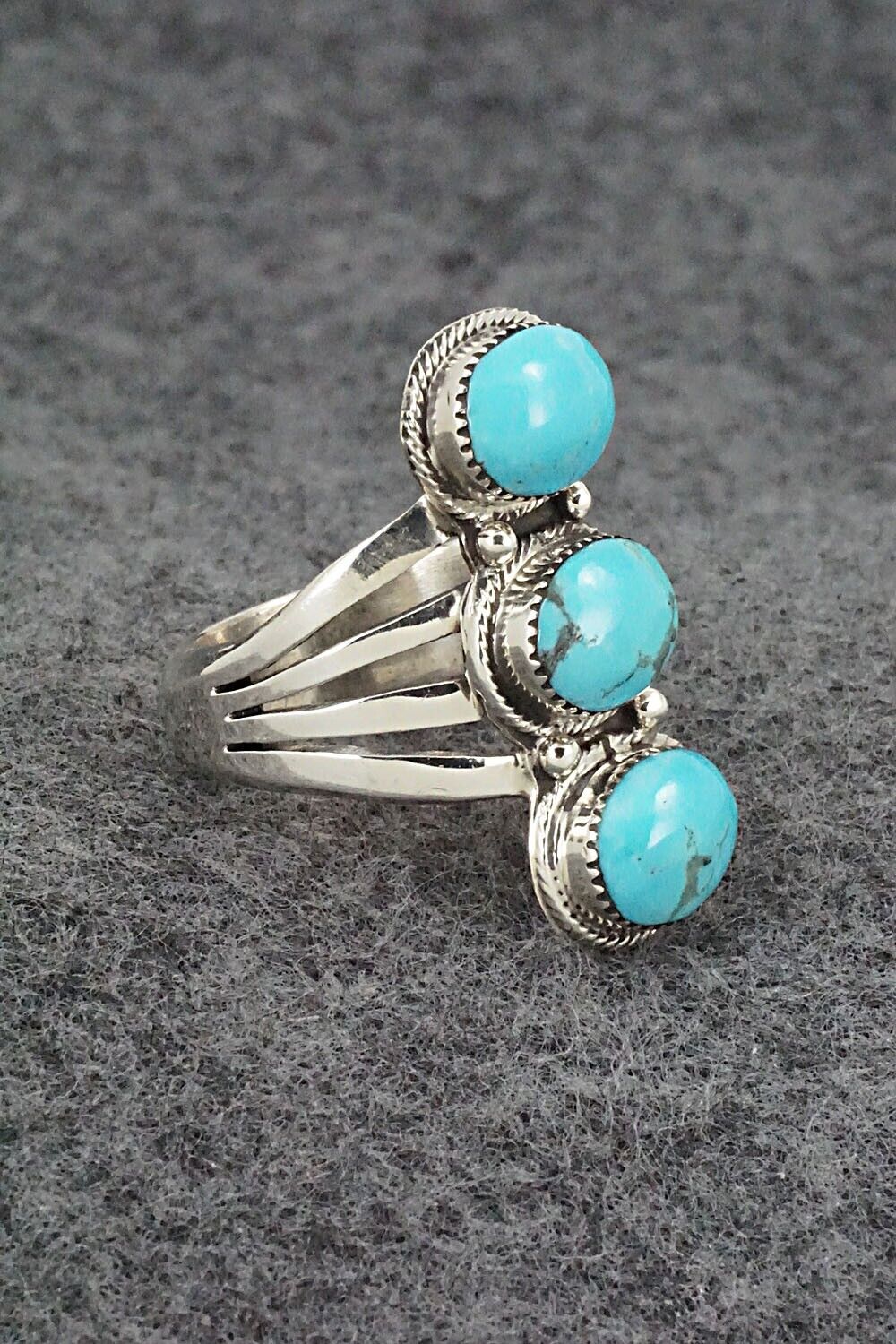 Turquoise & Sterling Silver Ring - Sheena Jack - Size 7.75