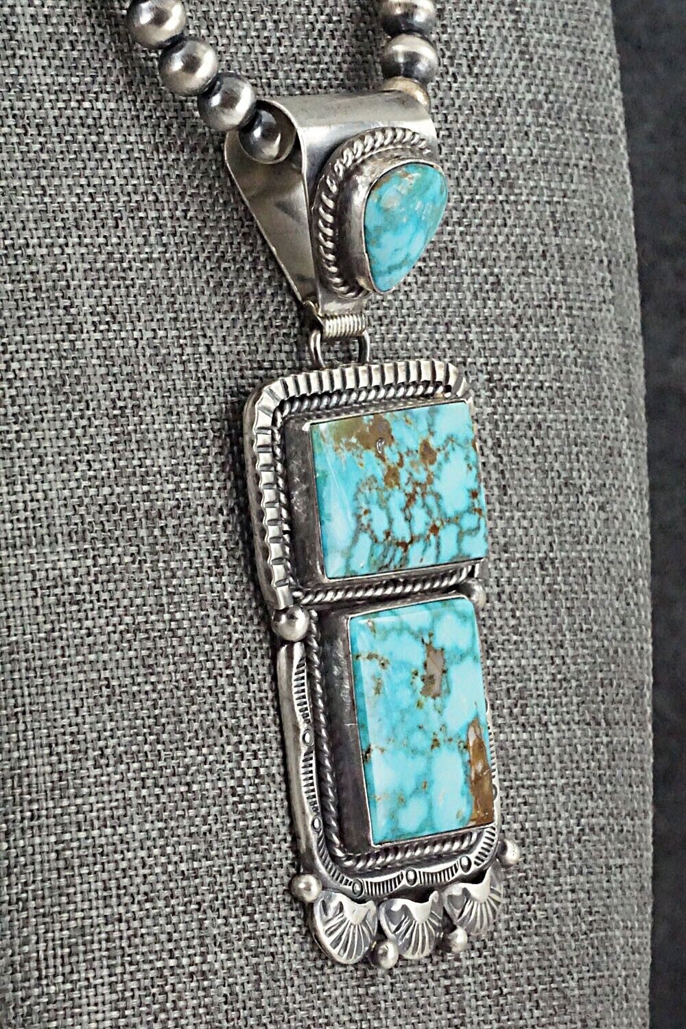 Turquoise & Sterling Silver Necklace - Raymond Delgarito